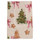 Elegant Christmas Pattern Gift Bag Mittlere Geschenktüte (Rückseite)