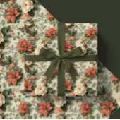 Elegant Christmas Peach and Cream Floral Gift Geschenkpapier Set