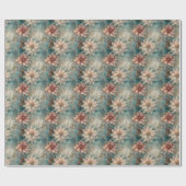 Elegant Christmas Peach and Sage Green Floral  Geschenkpapier (Flach)