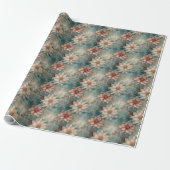 Elegant Christmas Peach and Sage Green Floral Geschenkpapier (Ungerollt)