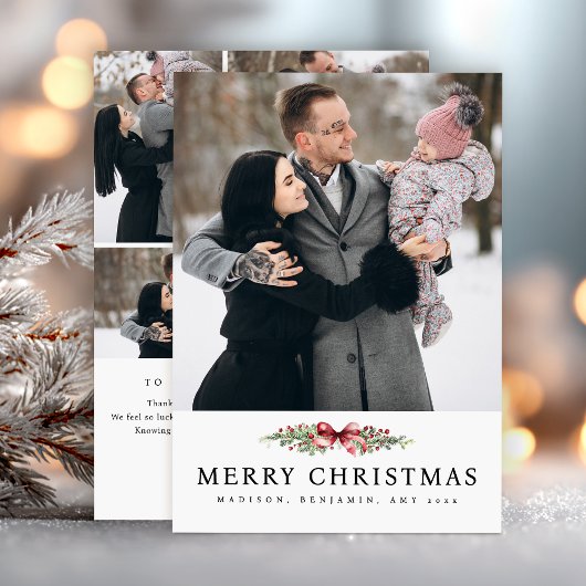 Elegant Christmas Photo Collage Simple Feiertagskarte