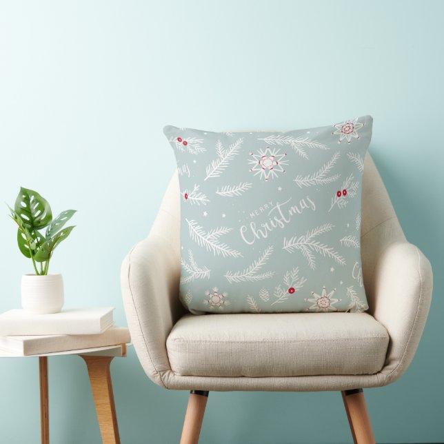 Elegant Christmas Pillow with Pine & Script Kissen (Stuhl )