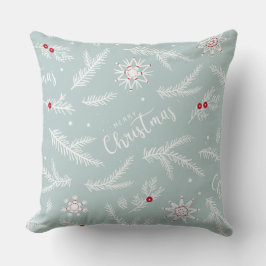Elegant Christmas Pillow with Pine & Script Kissen