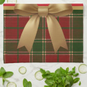 Elegant Christmas Plaid Collection with Gold Bow Geschirrtuch (Gefaltet)
