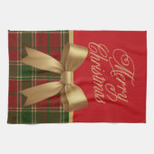 Elegant Christmas Plaid Collection with Gold Bow Geschirrtuch (Horizontal)