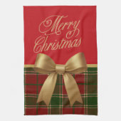 Elegant Christmas Plaid Collection with Gold Bow Geschirrtuch (Vertikal)