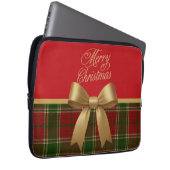 Elegant Christmas Plaid Collection with Gold Bow Laptopschutzhülle (Vorne Rechts)