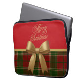 Elegant Christmas Plaid Collection with Gold Bow Laptopschutzhülle (Vorderseite Links)