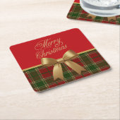 Elegant Christmas Plaid Collection with Gold Bow Rechteckiger Pappuntersetzer (angewinkelt)
