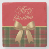 Elegant Christmas Plaid Collection with Gold Bow Steinuntersetzer (Vorderseite)