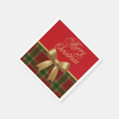 Elegant Christmas Plaid Napkin with Gold Bow Serviette (Ecke)