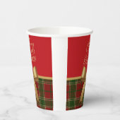 Elegant Christmas Plaid Paper Cup with Gold Bow Pappbecher (Links)