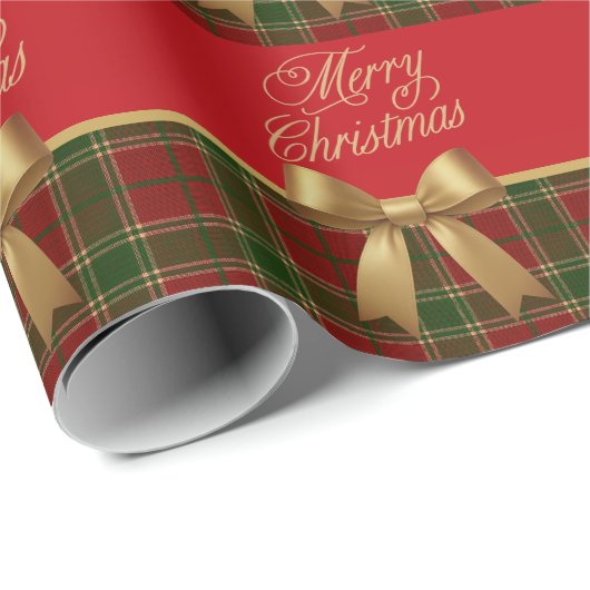 Elegant Christmas Plaid Wrapping Paper Geschenkpapier (Rolleneckpunkt)