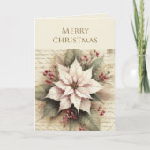 Elegant Christmas Poinsettia Flower Holiday Karte (Vorderseite)