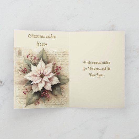 Elegant Christmas Poinsettia Flower Holiday Karte (Innenseite)