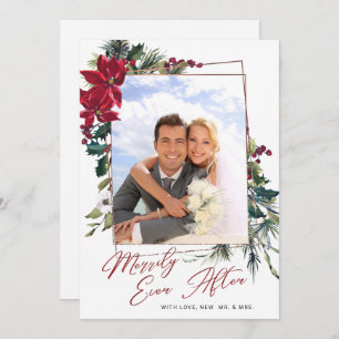 Elegant Christmas Poinsettia Photo Greeting Feiertagskarte