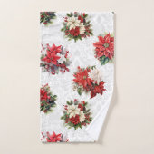 Elegant Christmas Poinsettias and Damask Badhandtuch Set (Handtuch)