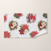 Elegant Christmas Poinsettias and Damask Badhandtuch Set (Handtuch)