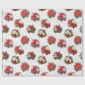 Elegant Christmas Poinsettias and Damask Geschenkpapier (Flach)