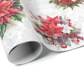 Elegant Christmas Poinsettias and Damask Geschenkpapier (Rolleneckpunkt)