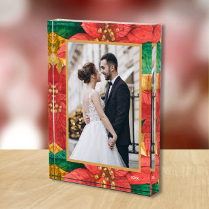 Elegant Christmas Poinsettias Custom Fotoblock