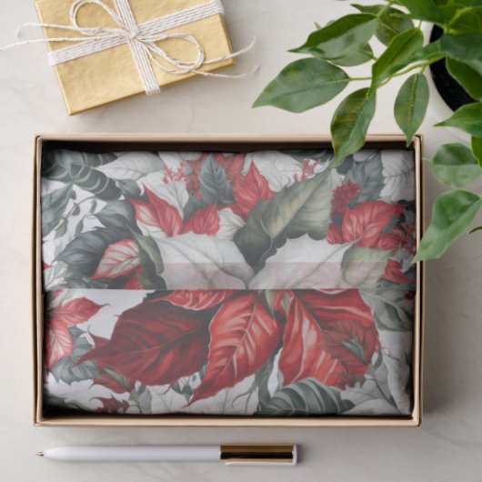 Elegant Christmas Pointsettias  Seidenpapier (Geschenk)
