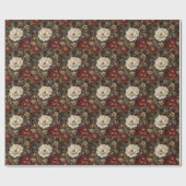 Elegant Christmas Red and Winter White Floral Geschenkpapier (Flach)