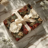 Elegant Christmas Red and Winter White Floral Geschenkpapier