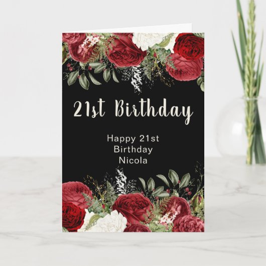 Elegant Christmas Red Flowers Birthday Party Karte (Vorderseite)