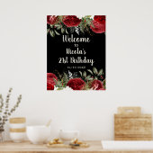 Elegant Christmas Red Flowers Birthday Party Poster (Küche)