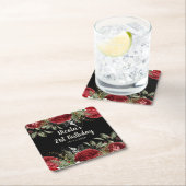 Elegant Christmas Red Flowers Birthday Party Rechteckiger Pappuntersetzer (Vor Ort)