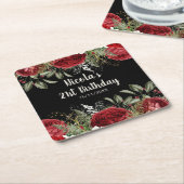 Elegant Christmas Red Flowers Birthday Party Rechteckiger Pappuntersetzer (angewinkelt)