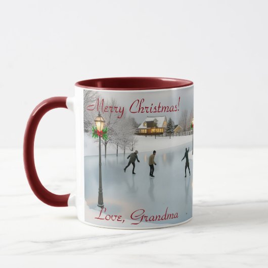 Elegant Christmas scene featuring ice skaters Tasse (Links)