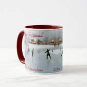 Elegant Christmas scene featuring ice skaters Tasse (Vorderseite Links)
