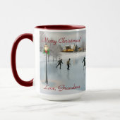 Elegant Christmas scene featuring ice skaters Tasse (Links)
