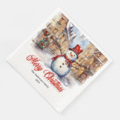 Elegant Christmas scene napkins vintage red green Serviette (Ecke)