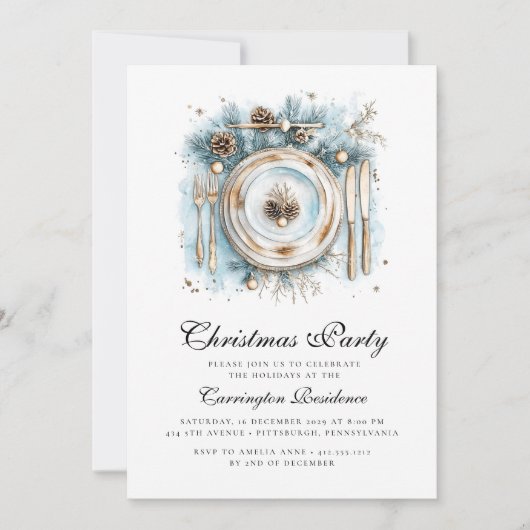 Elegant Christmas Script Dinner/Party Invitation Einladung (Vorderseite)