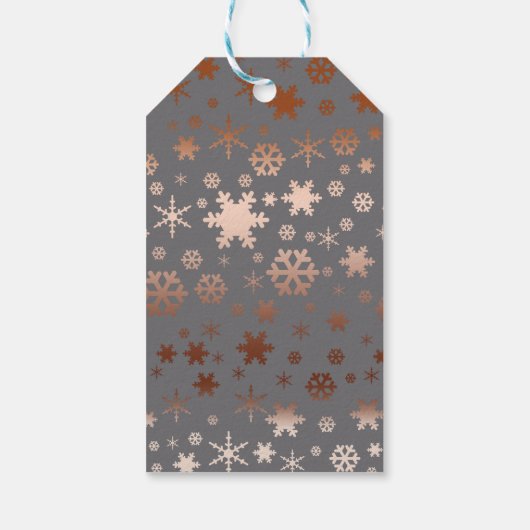 Elegant Christmas snowflake pattern rose gold Geschenkanhänger (Rückseite)