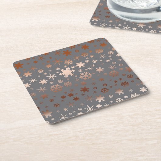 Elegant Christmas snowflake pattern rose gold Rechteckiger Pappuntersetzer (angewinkelt)