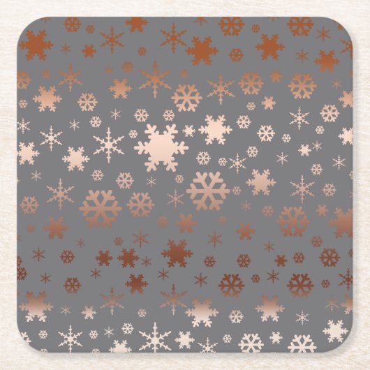 Elegant Christmas snowflake pattern rose gold Rechteckiger Pappuntersetzer (Vorderseite)