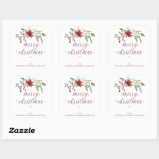 Elegant Christmas Stickers for Gifts Watercolor (Blatt)