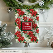 Elegant Christmas Towels Red Green Floral Design Badhandtuch Set