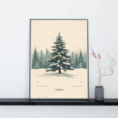 Elegant Christmas Tree Amidst Snowy Poster