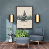 Elegant Christmas Tree Amidst Snowy Poster