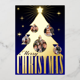 Elegant Christmas tree and baubles photo gold Folien Feiertagskarte