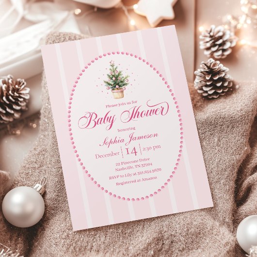 Elegant Christmas Tree Baby Shower Invitation Einladung