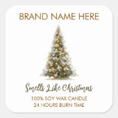 Elegant Christmas Tree Candle Labels Quadratischer Aufkleber (Vorderseite)
