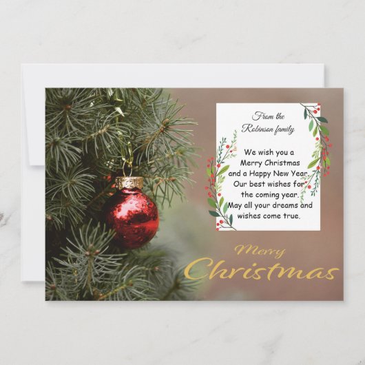 Elegant Christmas Tree Card With Modern Ornaments Karte (Vorderseite)