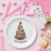 Elegant Christmas Tree Custom Name Paper Plates Pappteller (Party)