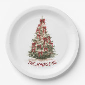 Elegant Christmas Tree Custom Name Paper Plates Pappteller (Vorderseite)